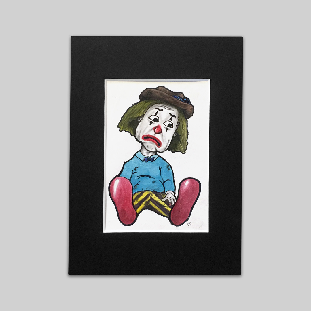 Sad Clown: watercolor illustration
