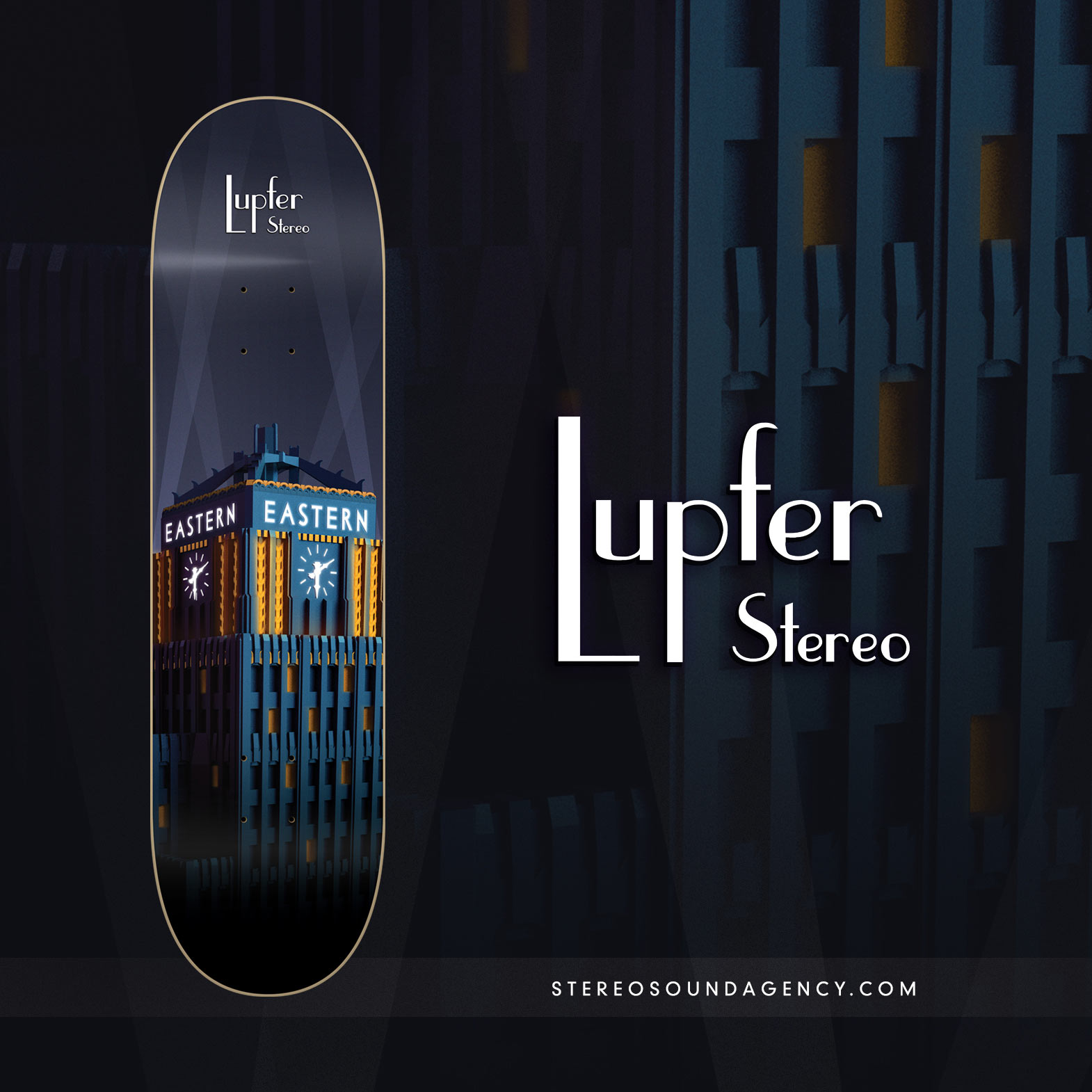 Stereo Skateboards - John Lupfer - Eastern Columbia Building Graphic
