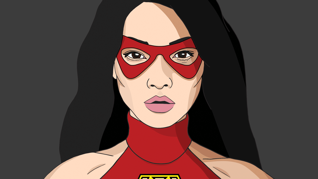 Illustration of female superhero in mask